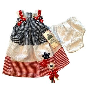 Rare Editions 2 Piece Patriotic Dress 24 Months New